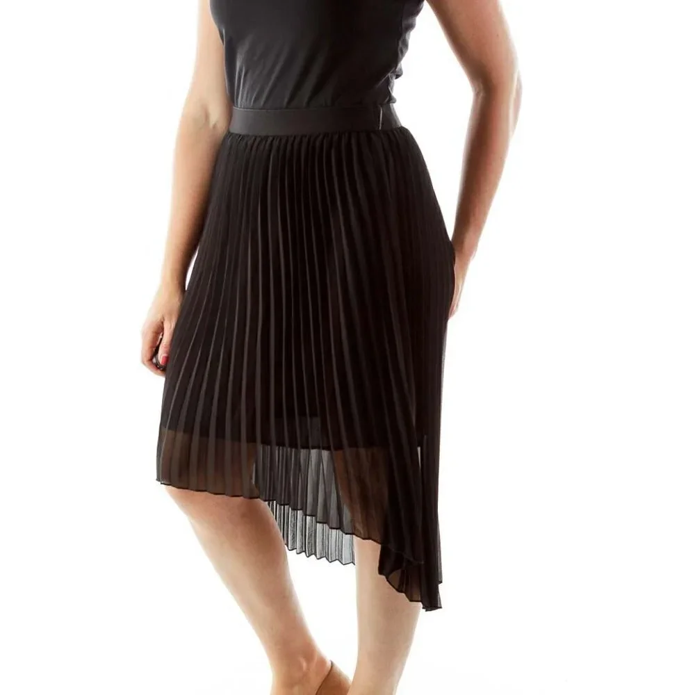philosophy Black Pleated Midi Skirt - Picture 1 of 3